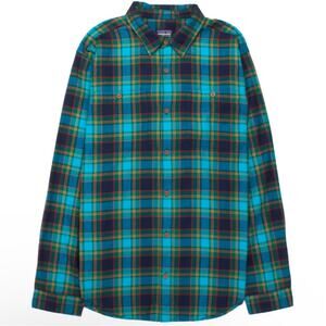 Patagonia Men’s Long-Sleeved Pima Cotton Shirt Blue Green Plaid Size Small